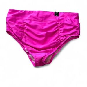 Torrid Vibrant Pink High Waist Ruched Cheeky Swim Bottom